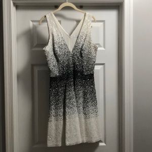 Dress the Population white and black sequin dress